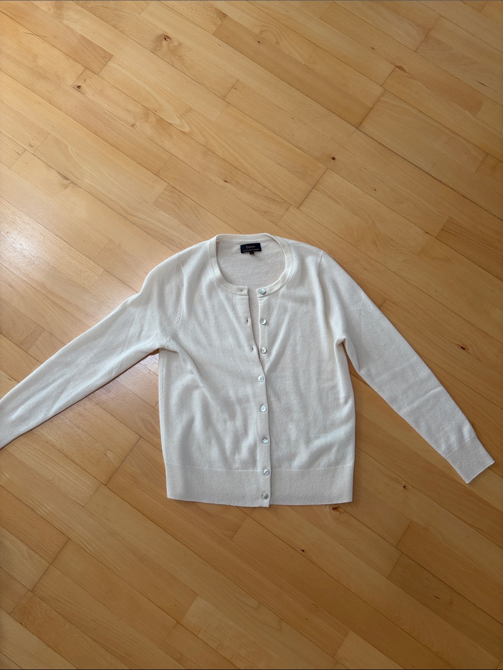 Classic Women's Cream Button-Front Cardigan Sweater
